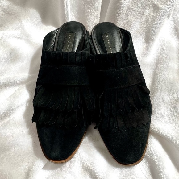 Steve Madden Adee black suede fringe mules size 7.5 - Picture 5 of 9